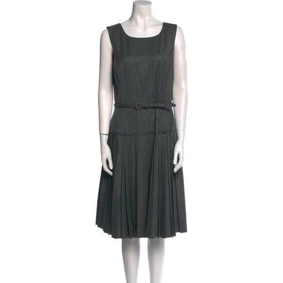 Oscar de la Renta Wool Midi Length Dress Size: XL | US 12 - Picture 4 of 6